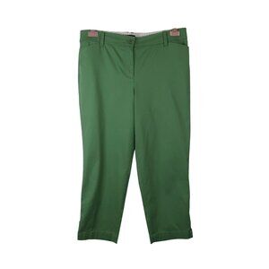Talbots 10P Green Perfect Crop Pants Stretch Cotton Blend Womens